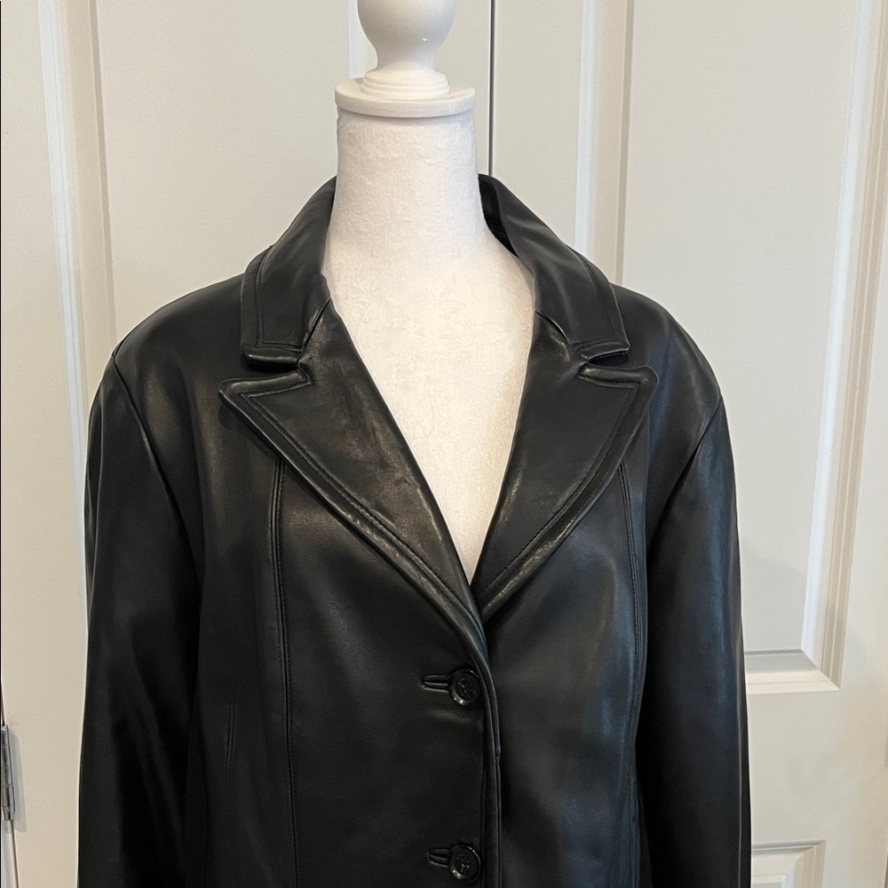Jones New York Classic Black Leather Jacket